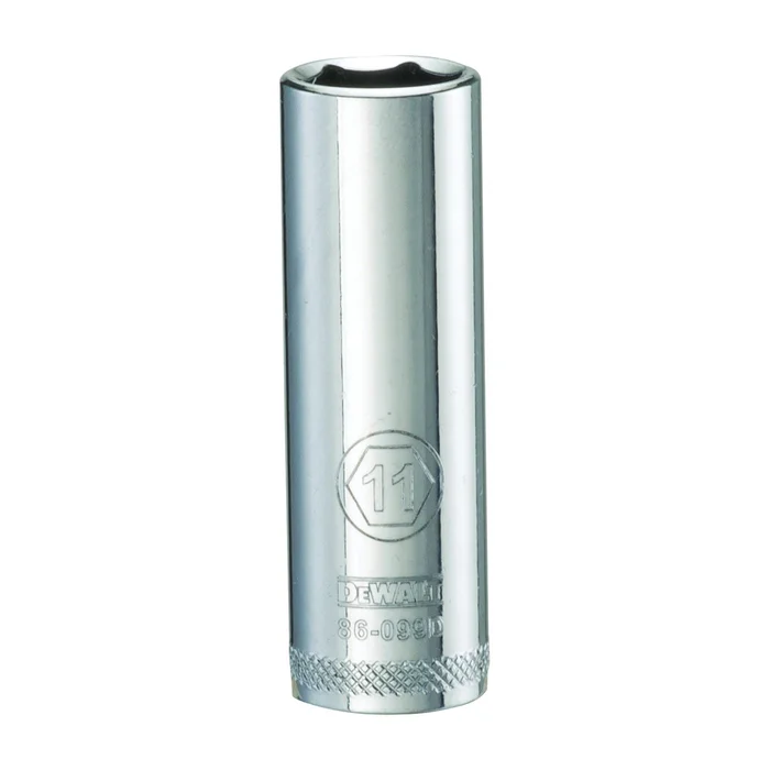 DeWALT DWMT86099OSP Drive Socket, 11 mm Socket, 1/4 in Drive, 6-Point, Steel, Polished Chrome Vanadium