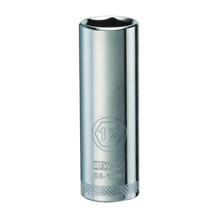 DeWALT DWMT86100OSP Drive Socket, 12 mm Socket, 1/4 in Drive, 6-Point, Steel, Polished Chrome Vanadium