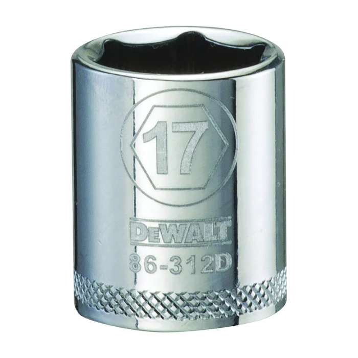 DeWALT DWMT86312OSP Hand Socket, 17 mm Socket, 3/8 in Drive, 6-Point, Vanadium Steel, Polished Chrome