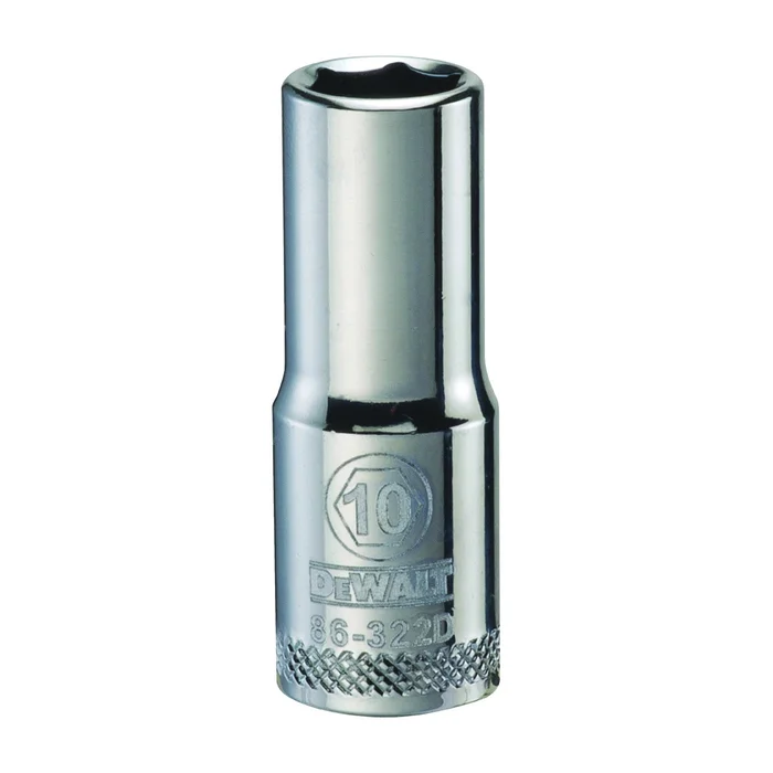 DeWALT DWMT86322OSP Drive Socket, 10 mm Socket, 3/8 in Drive, 6-Point, Vanadium Steel, Polished Chrome