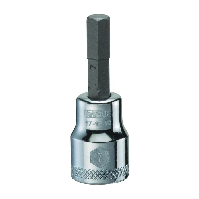 DeWALT DWMT87974OSP Fractional Hex Bit Socket, 7 mm Tip, 3/8 in Drive, Polished Chrome Vanadium, 1-31/32 in OAL