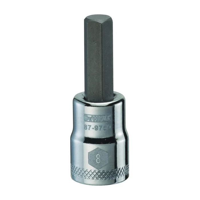DeWALT DWMT87975OSP Fractional Hex Bit Socket, 8 mm Tip, 3/8 in Drive, Polished Chrome Vanadium, 1-31/32 in OAL