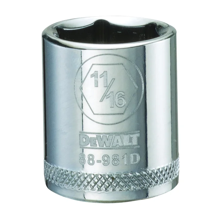 DeWALT DWMT88981OSP Hand Socket, 11/16 in Socket, 3/8 in Drive, 6-Point, Vanadium Steel, Polished Chrome