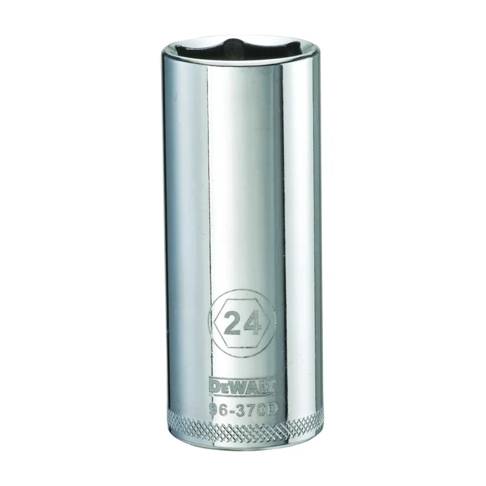DeWALT DWMT96370OSP Drive Socket, 24 mm Socket, 1/2 in Drive, 6-Point, Vanadium Steel, Polished Chrome