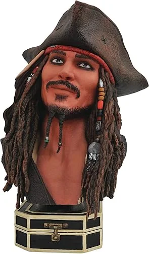 Diamond Select Toys Legends in 3-Dimensions: Pirates of The Caribbean Jack Sparrow Half-Scale Resin Bust, Multicolor