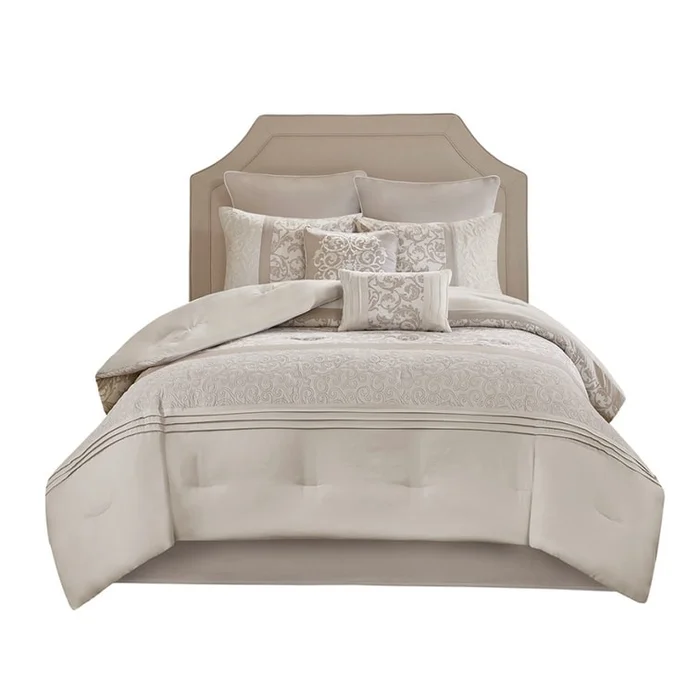 【Direct Mail to the United States】Embroidered 8-piece duvet cover queen size neutral 1 set