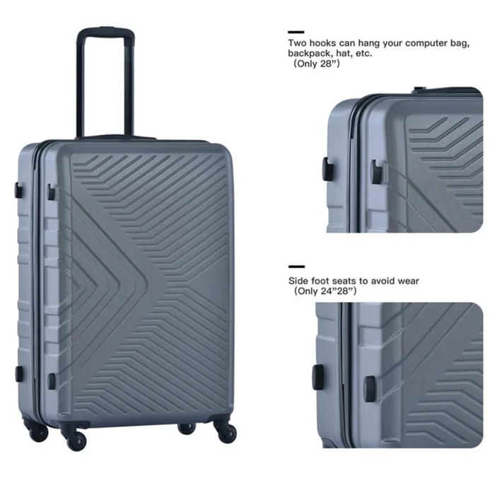 【Direct Mail to the United States】Three-piece suitcase set (20/24/28) gray 1 set