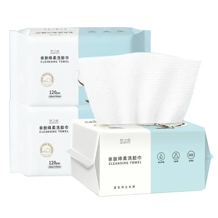 Disposable face towel with increased thickness and extraction type pure cotton absorbent 20 * 20cm * 43packs