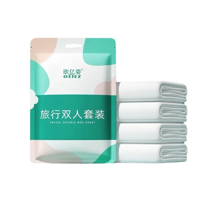Disposable four piece set of double bed hotel supplies disposable bed sheets