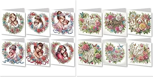 DIY Diamond Greeting Cards Set, 5D DIY Diamond Art Painting Festival Style Greeting Card, DIY Christmas Card Making Kits for Family Friends Handmade Gift-#07-6PC Shell