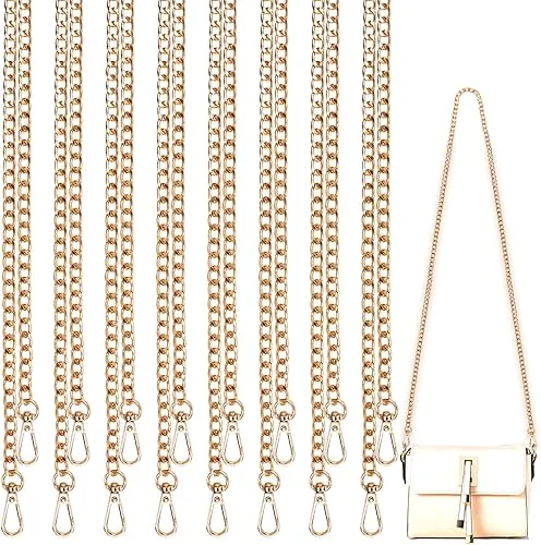 DIY Metal Shoulder Cross Body Bag Chain Replacement, 8 Pack (47 Inch/pcs) (Gold)