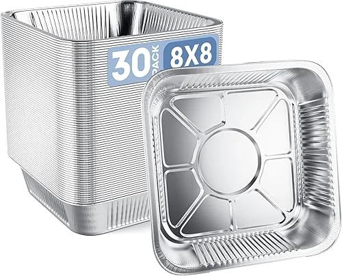 DOBI 8×8 Aluminum Pans (30 Pack) – Disposable 8 Inch Square Foil Baking Pans. Durable Standard-Size Tins for Cakes, Brownies and Casseroles