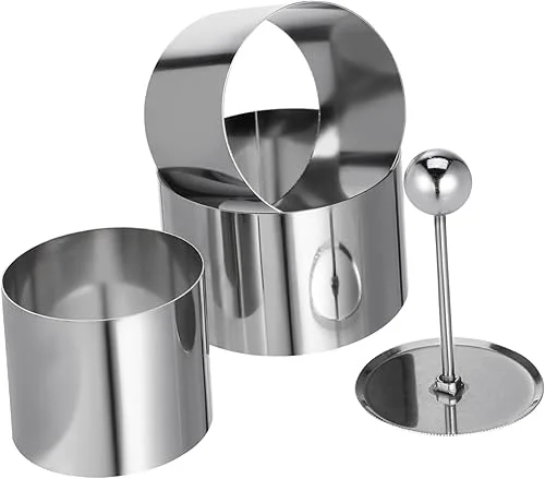 DOITOOL 3pcs Stainless Steel Swing Plate molding Mold Food Forming molds itted Press Food Forming Rings Cake Ring Cutter Mini Kitchen Utensils Round Cold Dish Mold Christmas Biscuit