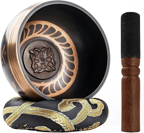 DomeStar 3.3 Inch Tibetan Singing Bowl Set, Hand Hammered Sound Bowls Meditation Set for Yoga Meditation, Sound Therapy, Spiritual Gatherings and Stress Relief