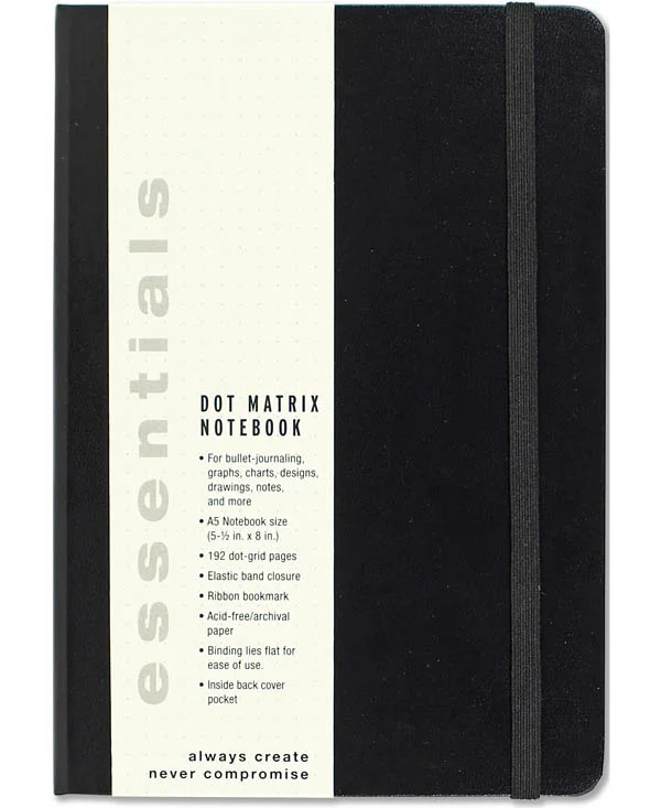 Dot Matrix Notebook – Large Black (Essentials)