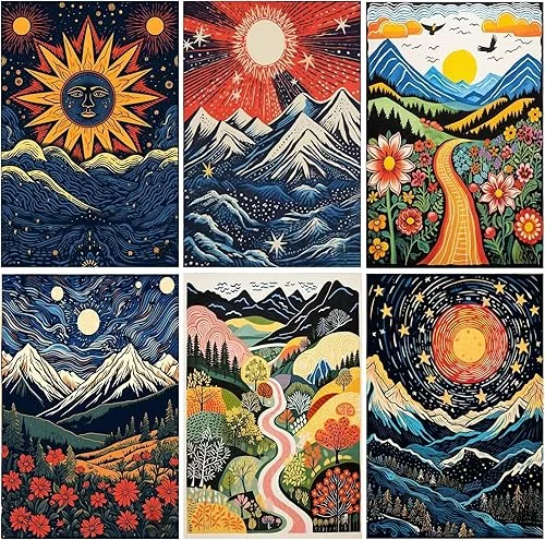 DOTSOPS Diamond Painting Kits Art Adults Painting Kit Crafts DIY 5D Diamond Art Packs Kits Full for Adults Beginner Home Wall Decoration Gift 11.8×15.7 Inches (6 Pack Landscape Abstract)