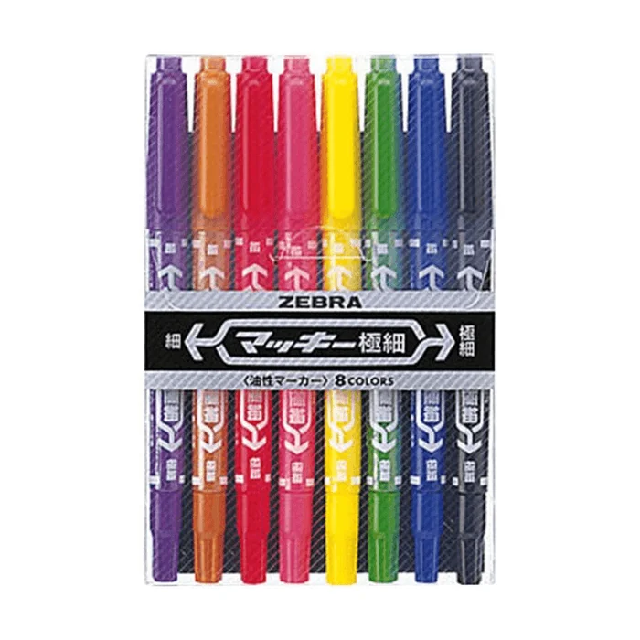 Double-ended ultra-fine oily marker pen 8 colors set