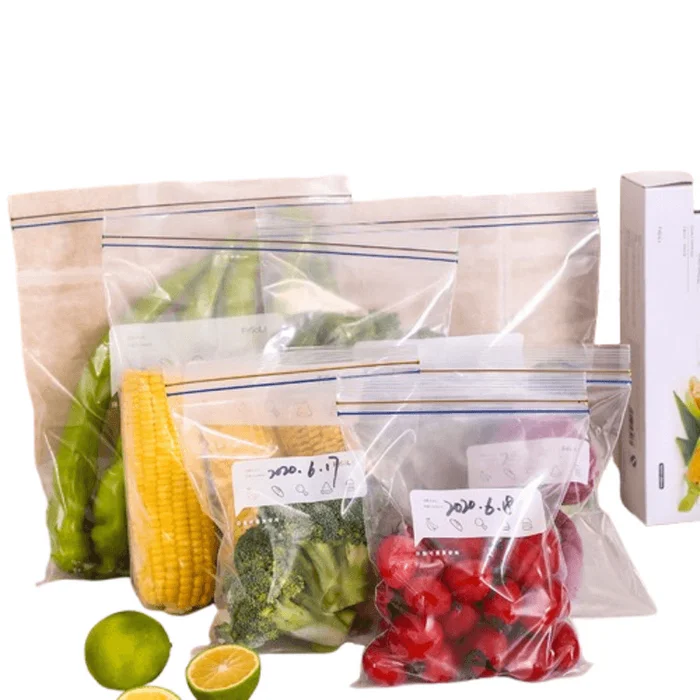 Double-layer zipper PE dense bag thickened fresh-keeping bag transparent large size 10 pieces