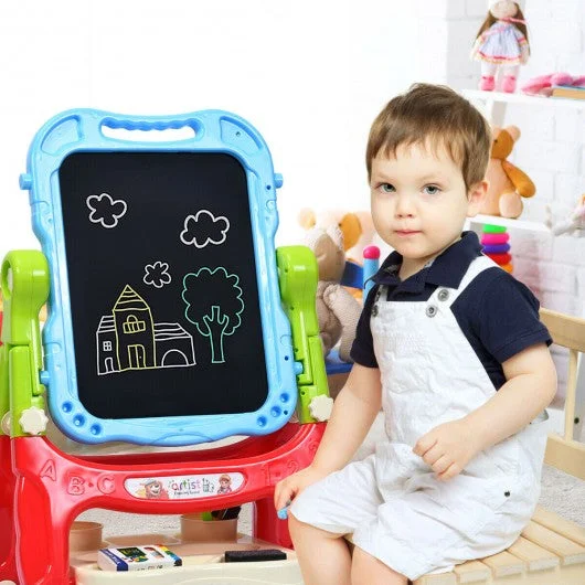 Double Sided Magnetic Drawing Art Easel-Blue