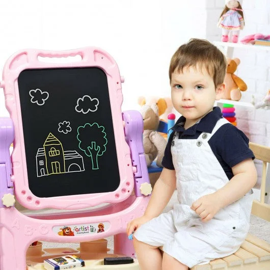 Double Sided Magnetic Drawing Art Easel-Pink