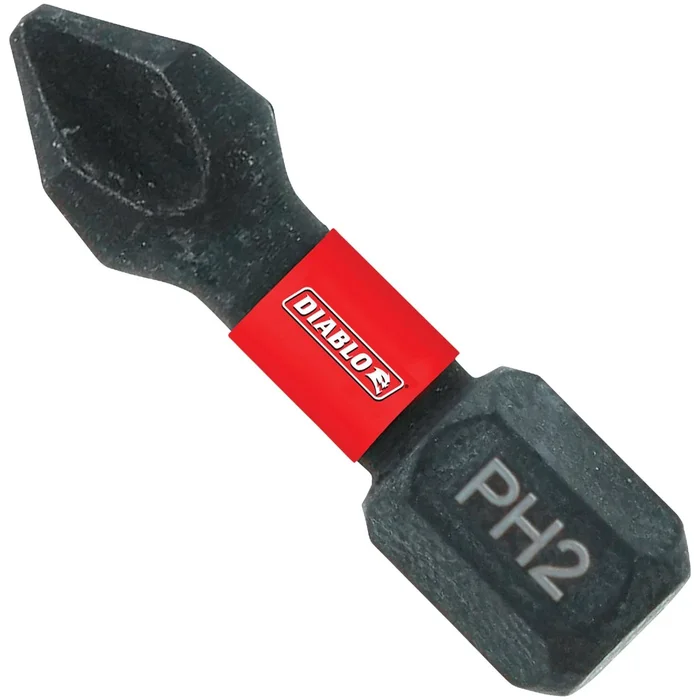 Dph21p100 Screwdriver Insert Bit, #2 Drive, Phillips Drive, 1 In L, 100/pk