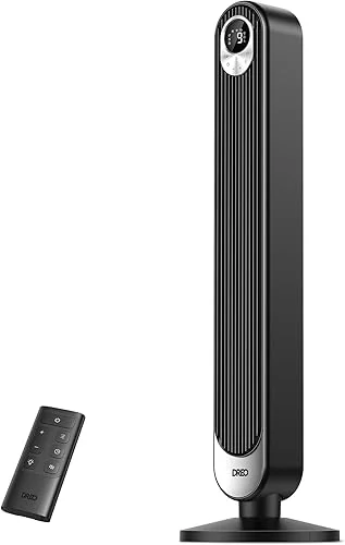 Dreo Tower Fan for bedroom, 90° Oscillating Standing Fans, 25ft/s Floor fan with 6 Speeds, 4 Modes, 12H Timer, Remote, Quiet, 42 Inch, Bladeless, for Home, Office, Cruiser Pro T1