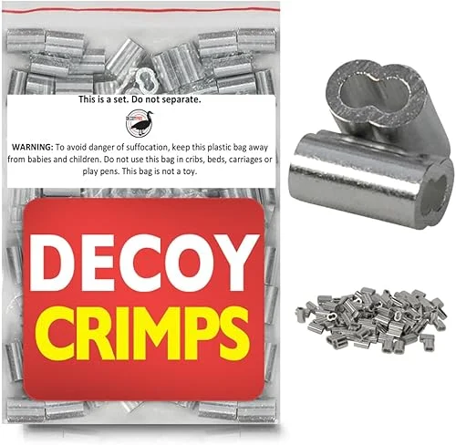 Duck Decoy Crimps, Texas Rig Decoy Line Crimps, PVC Decoy Cord Crimps, Duck Decoy Weights Crimps, Duck Decoy Strings, Texas Rigs for Duck Decoy Anchors, Decoy Rigging Crimps