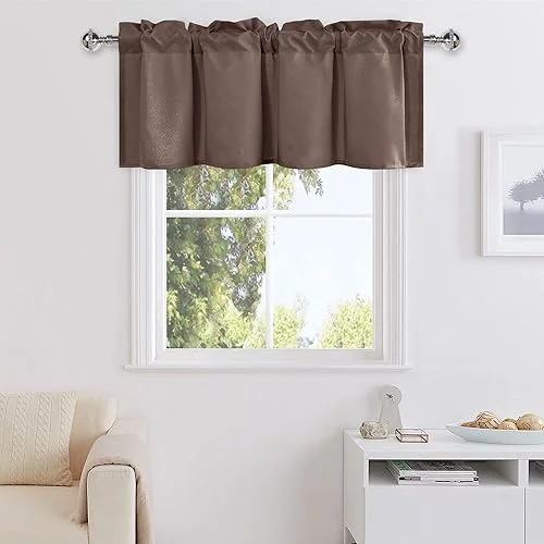 DWCN Valance Curtains for Living Room, Navy Window Valance Solid Short Topper, Short Curtains Valance for Small Window, Farmhouse Valance -1 Panel, 42 X 18 Inch, Navy Blue