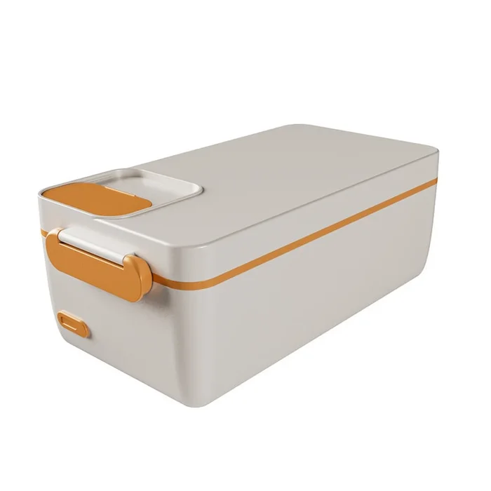 Electric lunch box charging lunch box no need to add water insulation heating lunch box white orange 1 pack
