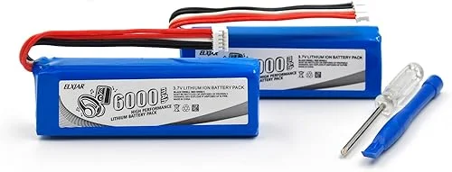 elxjar (2-Pack) 3.7V 6000mAh Replacement Battery Compatible with Charge 2 Plus, Charge 2+, Charge 2 Portable Bluetooth Speaker, Fits Part Numbers GSP1029102, MLP912995-2P, Includes Tool