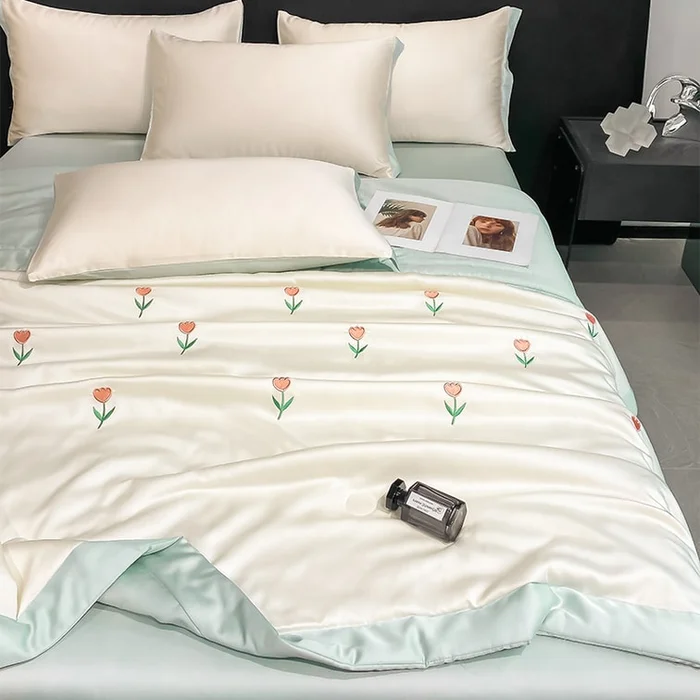 Elysian Dreams Cooling Quilt 4Pcs Set Tulip Blue Twin Size-6 colors