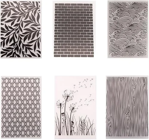 Embossing Folders for Card Making 6PCS Background DIY Template for Photo Album Card Paper Handmade Scrapbooking Cake Decorating