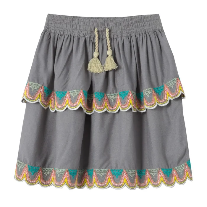 Embroidered Ruffle Skirt