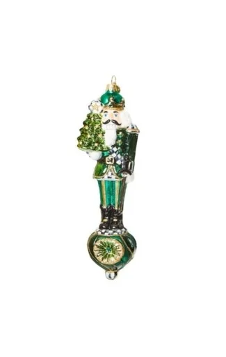 Emerald Luxe Nutcracker on Reflector Glass Ornament
