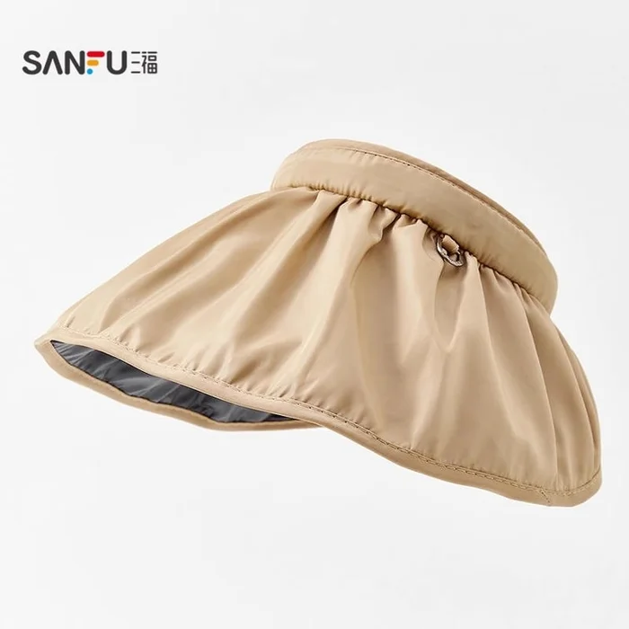 Empty top vinyl sunshade shell hat women summer 2025 new khaki average size 1 pc