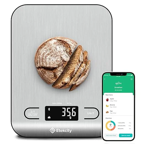 Etekcity Food Nutrition Kitchen Scale, Digital Grams and Ounces for Weight Loss, Baking, Cooking, Keto and Meal Prep, Large, 304 Stainless Steel