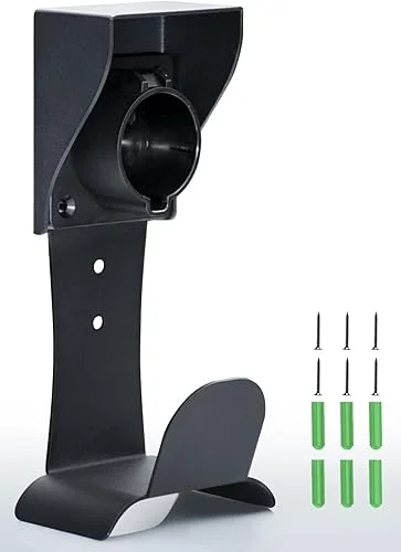 EV Charger Holder Wall Mount J1772 Holder, No Cable Cutting, Outdoor/Indoor, EV Cable Holder and Electric Car Plug Nozzle Holster Dock Combination for SAE J1772 Connector