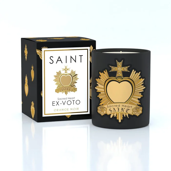 Ex-Voto Sacred Heart Black Candle