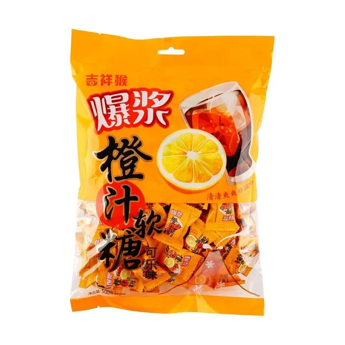 Exploding Orange Juice Soft Jelly Gummy Candy, 17.64 oz