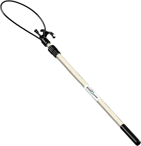 Extendable Fiberglass Boat Hook with Flexible Loop & Quick-Lock System – Adjustable 2-8ft Pole with Rubber Guard – Marine Rope Hook & Line Handling Tool