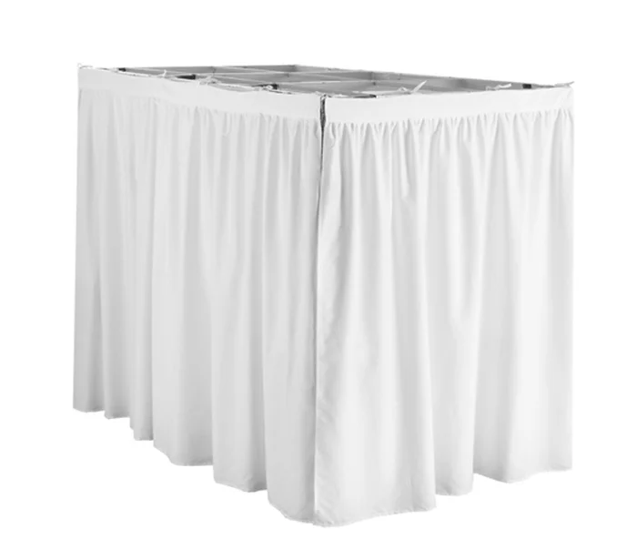 Extended Dorm Sized Bed Skirt Panel with Ties – White (For raised or lofted beds)