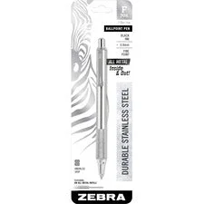 F-701 Ballpoint Pen, Retractable, Fine 0.7 Mm, Black Ink, Stainless Steel/black Barrel