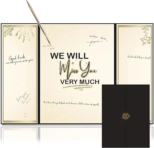 Farewell Party Decorations Guest Book Black Gold 18’x12′ for Men – Unique Goodbye & Going Away Coworker Gift Card – We'll Miss You Signature Board Retirement Party Decorations Gifts for Colleagues