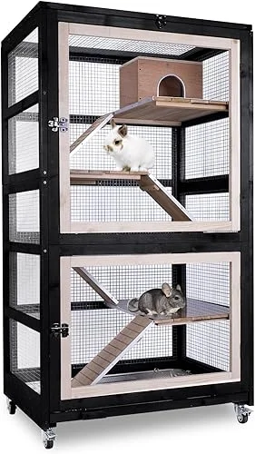 Ferret Cage Chinchilla Rat Cage Stainless Steel Tray 5 Levels Small Animal Cage Devider for 2 Pets, Ideal for Hamster Rabbit Hedgehogs Squirrel Chameleon Lizard Gerbils