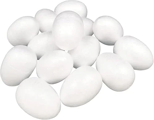 FFchuanhe 2.75 Inch 32 Pack Craft Foam Eggs, Polystyrene Foam Eggs, Easter, Christmas, DIY Decoration.