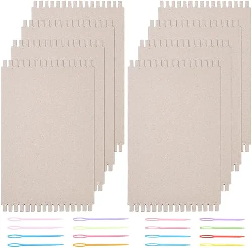 FINGERINSPIRE 8PCS Cardboard Weaving Looms & 16PCS Safety Plastic Sewing Needles, Wide Card Loom Weaving Boards Loom Tools for Beginners Knitting Crochet Tapestry Handmade Arts Crafts,10×6 Inch