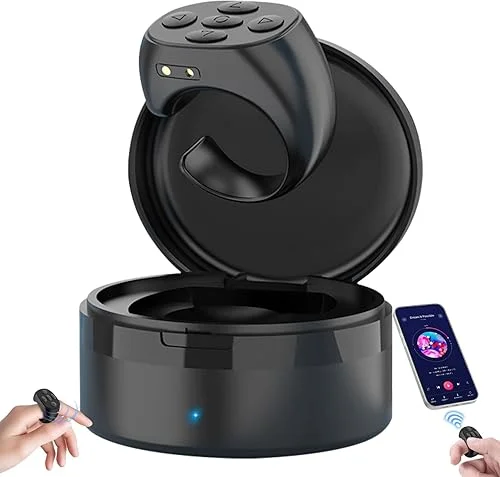 Fingertip Wireless Bluetooth Remote Control, Fingertip Remote Control,Fingertip Remote Control Ring,Remote Control App Page Turner (Black)