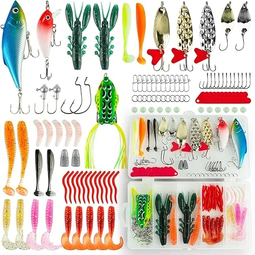 Fishing Tackle Arsenal, 164-Piece Collection, Premium Lures, Multi-Water Mastery, Ultimate Angler's Toolkit, Freshwater Adventure Awaits