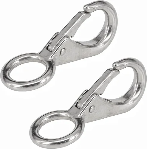 Fixed Spring Snap Hook,Quick Release Shackles with Fixed Round Ring Keychains Marine Boat Eye Clip Carabiner Yacht Sailing Hook Hardware