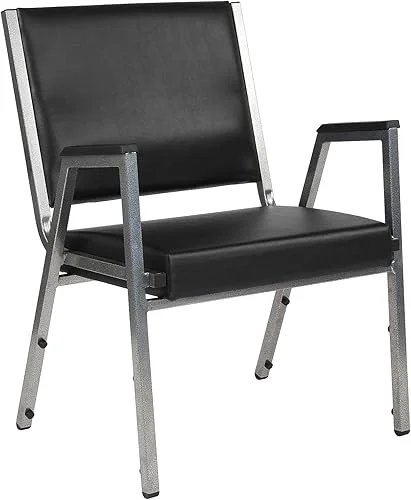 Flash Furniture Hercules Series 1500 lb. Rated Vinyl Bariatric Arm Chair with Silver Vein Frame, Black